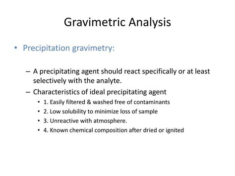 different types of gravimetric methods